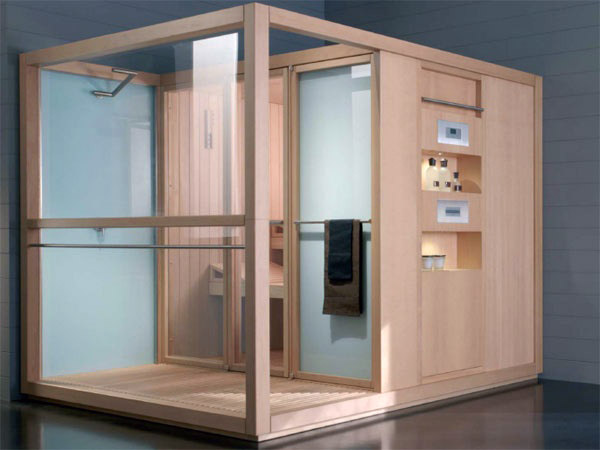 Con la sauna Logica di Effegibi il bagno si trasforma in un vero centro termale